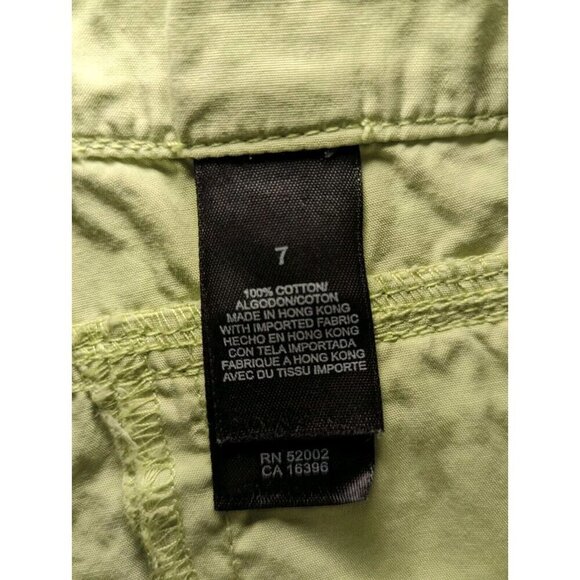 DKNY Women Size 7draw string cargo capris pants Lime Green Multi Pockets - Picture 5 of 16